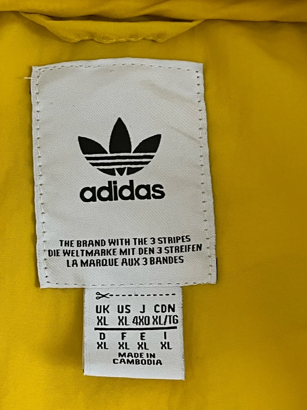 Adidas Originals Yellow Hooded Zipper Pockets Windbreaker size XL